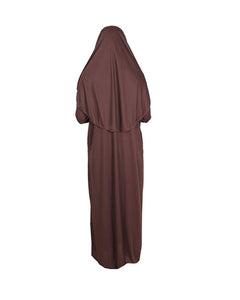 Brown Zippered One Piece Women's Prayer Dress | Women Abaya | Burqa | Muslim Prayer Dress | Khimar Niqab | Islamic Gift | Jalabiya | Janamaz