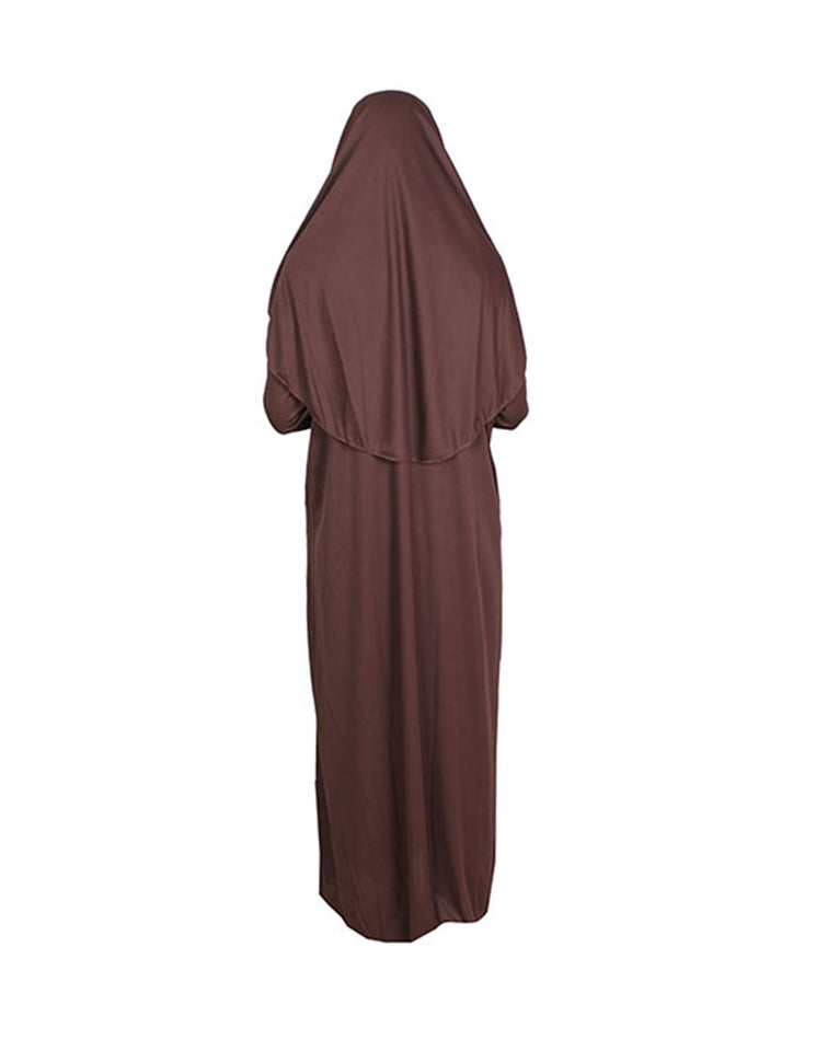 Brown Zippered One Piece Women's Prayer Dress | Women Abaya | Burqa | Muslim Prayer Dress | Khimar Niqab | Islamic Gift | Jalabiya | Janamaz