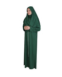 Green Zippered One Piece Women's Prayer Dress | Women Abaya | Burqa | Islamic Prayer Dress | Khimar Niqab | Islamic Gifts | Jainamaz | Salah