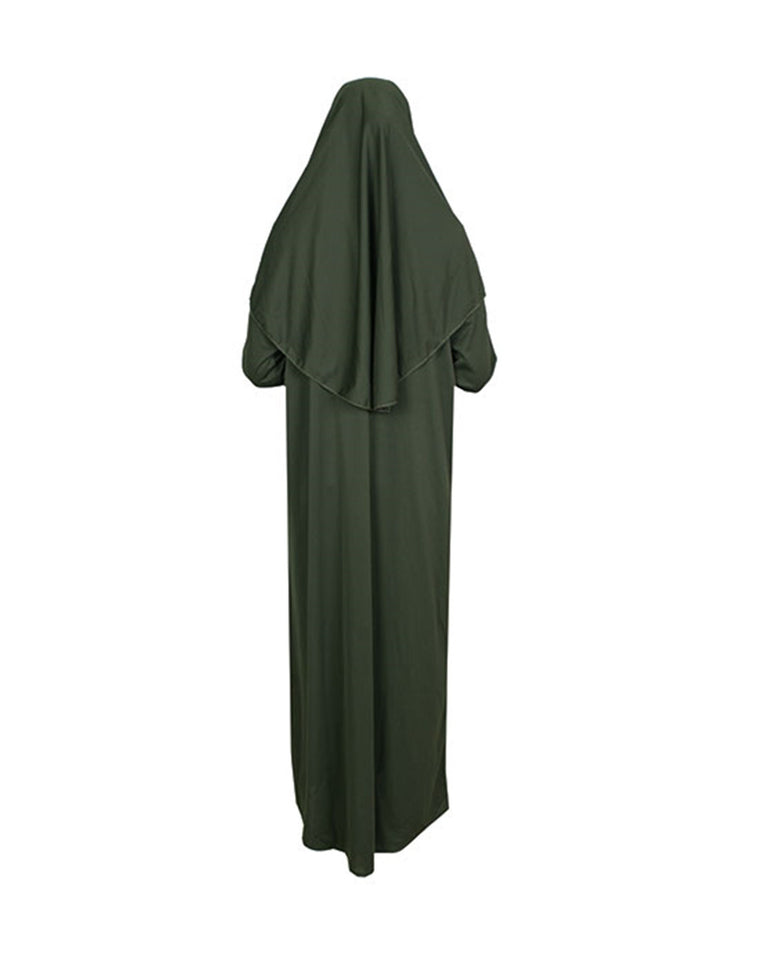Khaki Zippered One Piece Women's Prayer Dress | Women Abaya | Burqa | Islamic Prayer Dress | Khimar Niqab | Islamic Gifts | Jainamaz | Salah