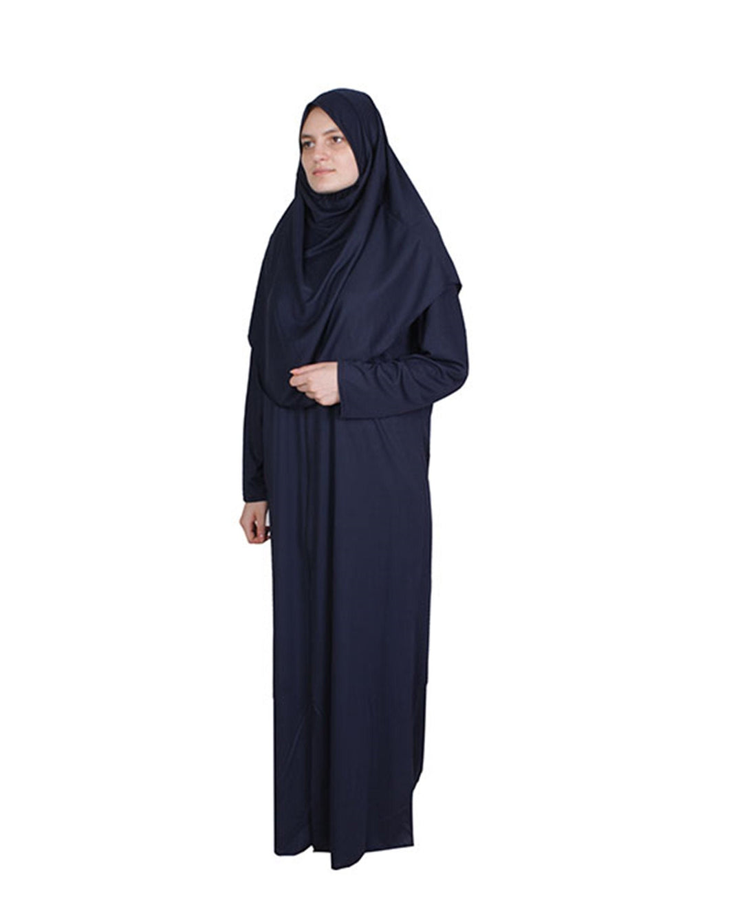 Dark Navy Zippered One Piece Women's Prayer Dress | Long Abaya | Burqa | Islamic Prayer Dress | Khimar Niqab | Islamic Gifts | Jainamaz