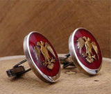 Red Seljuk Eagle Silver Cufflink, Handmade 925 Sterling Silver, Groom Gift, Cufflinks for Men, Best Man Gifts, Groom Cufflinks, Gift for Him