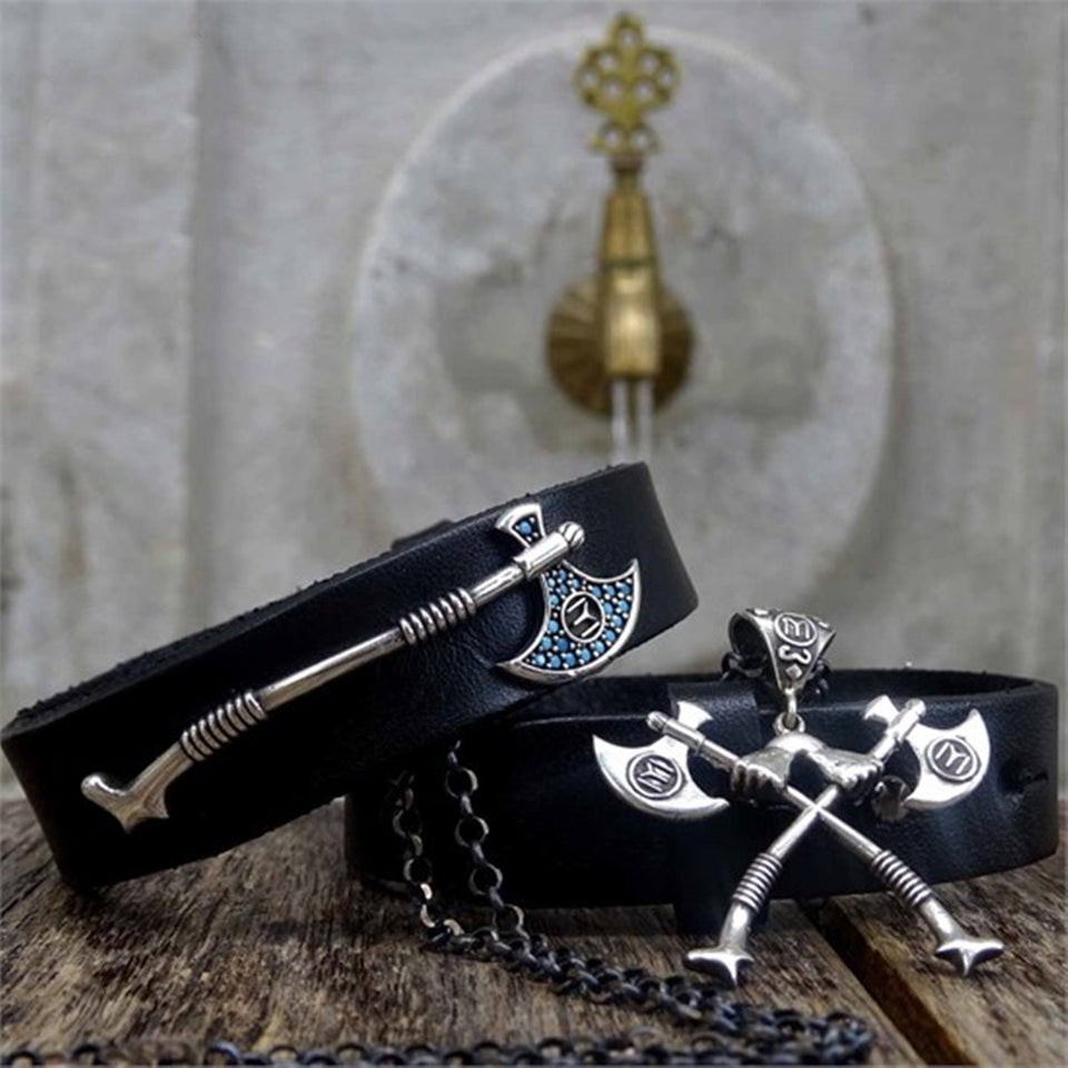Turgut Alp's Axe Silver Bracelet Necklace and  Set, Handmade 925 Sterling Silver, Silver Jewelry for Men, Silver Bracelet, Gift for Him, 002