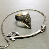 Turgut Alp's Axe Silver  Necklace and Ring Set, Handmade 925 Sterling Silver, Silver Jewelry for Men, Silver Bracelet, Gift for Him -003