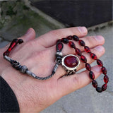 Black&Red Amber Tasbeeh and Ring Set, Handmade 925 Sterling Silver, Silver Jewelry for Men, Silver Tasbeeh and Ring, Muslim Gift
