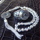 Gokturk Tasbeeh and Ring Set, Handmade 925 Sterling Silver, Silver Jewelry for Men, Silver Tasbeeh and Ring, Muslim Gift