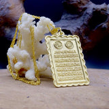 Gold Plated Rectangular Handmade 925 Sterling Silver Medallion, Women Necklace, Silver Pendant Women, Embroidered Jewelry, Gift for Her