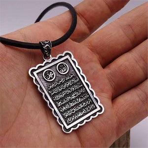 Embroidered Rectangle Classic Handmade 925 Sterling Silver Medallion, Necklace, Silver Pendant , Embroidered Jewelry, Gift for Muslim