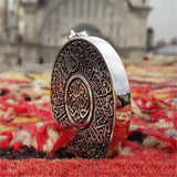 Elegant Circle Handmade 925 Sterling Silver Medallion, Necklace, Silver Pendant , Embroidered Jewelry, Gift for Muslim