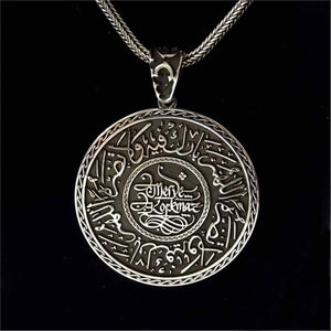 Silver Personalized Name Necklace, Custom Name Arabic Jewelry, Calligraphy Medallion Necklace, Islamic Gift, Gift for Her, Birthday Gift