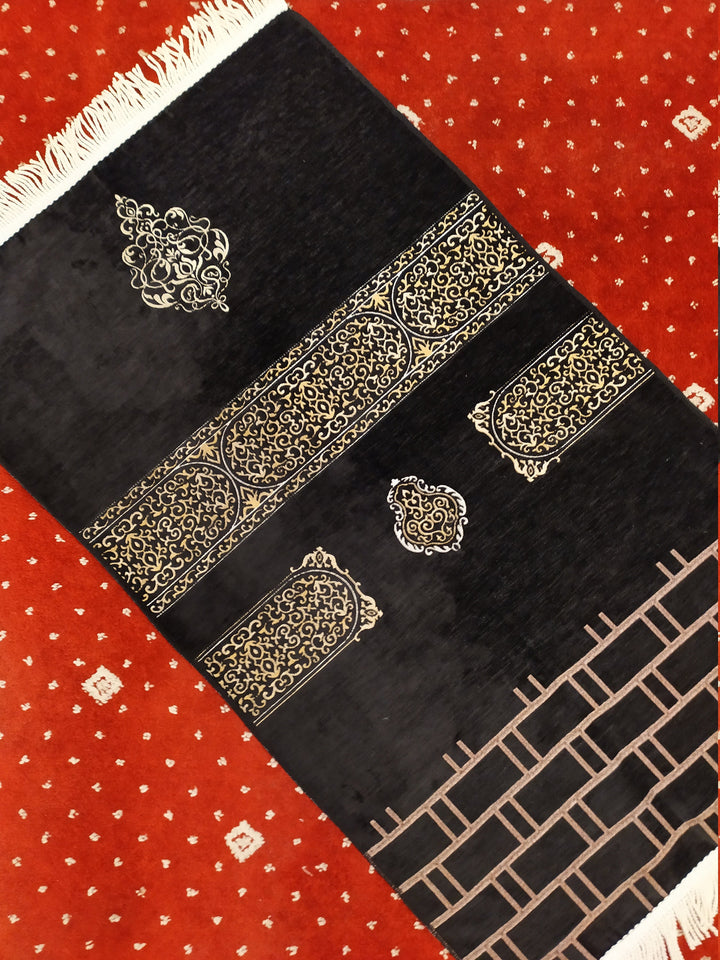 Kaaba Curtain Kiswah Sejadah, Prayer Mat, Prayer Rug, Muslim Gifts for Women, Personalized Gift, Eid Gifts, Islamic Home Decor