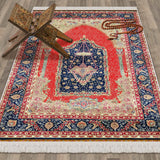 Red Palace Chandelier Soft Padded Prayer Rug | Cotton Layer Janamaz | Anti Slip Backing Bamboo Cotton Prayer Mat | Islamic Gifts