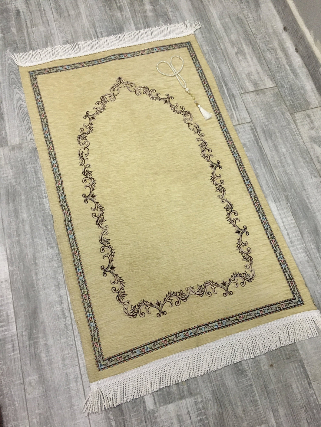 Stylish Golden  Sejadah, Rawdah Inspired Lux Prayer Mat,  Prophet's Mosque Prayer Rug, Alrawda Janamaz, Rawda, Unique Islamic Gift