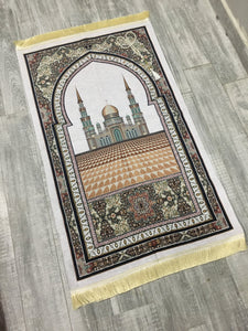 Ethnic Mosque Sejadah, Rawdah Inspired Lux Prayer Mat,  Prophet's Mosque Prayer Rug, Alrawda Janamaz, Rawda, Unique Islamic Gift