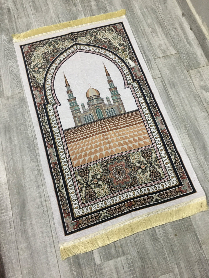 Ethnic Mosque Sejadah, Rawdah Inspired Lux Prayer Mat,  Prophet's Mosque Prayer Rug, Alrawda Janamaz, Rawda, Unique Islamic Gift