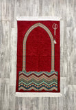 Ethnic Red Sejadah, Rawdah Inspired Lux Prayer Mat,  Prophet's Mosque Prayer Rug, Alrawda Janamaz, Rawda, Unique Islamic Gift