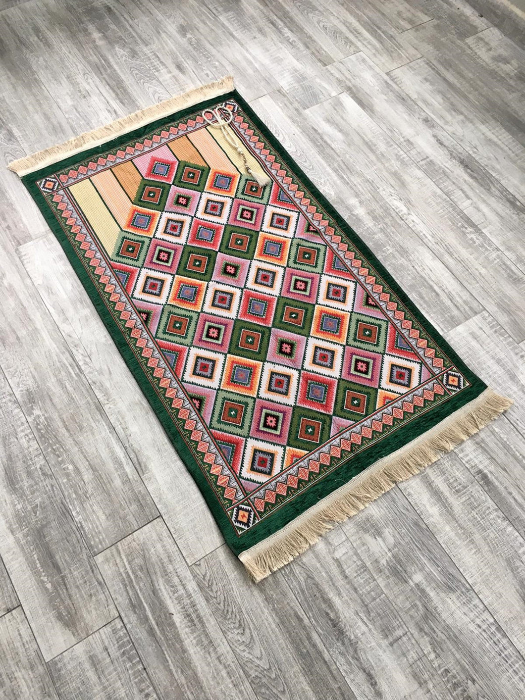 Tile Kilim Sejadah, Rawdah Inspired Lux Prayer Mat,  Prophet's Mosque Prayer Rug, Alrawda Janamaz, Rawda, Unique Islamic Gift