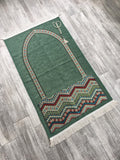 Ethnic Green Sejadah, Rawdah Inspired Lux Prayer Mat,  Prophet's Mosque Prayer Rug, Alrawda Janamaz, Rawda, Unique Islamic Gift - islamicbazaar
