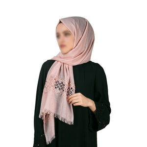 Hijab Sciarpa Guipure Rosa | Hijab morbido stile turco | Muslimah Wear | Abbigliamento donna musulmana | Muslimah Hijab | Scialle islamico | Moda Hijab