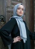 روسری خاکستری نقره ای حجاب | حجاب سبک ترکی نرم | لباس مسلمانانه | لباس زنان مسلمان | مسلماه حجاب | شال اسلامی | مد حجاب