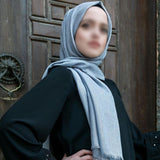 Shamia e Bardhë e Argjendtë Hixhab | Hixhab i stilit të butë turk | Veshja Muslimah | Veshje për Gratë Myslimane | Muslimah Hixhab | Shalli Islamik | Moda Hixhab