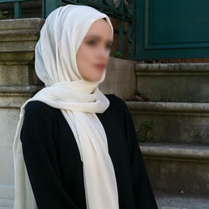 Jilbab Selendang Ecru | Hijab Gaya Turki Lembut | Pakaian Muslimah | Pakaian Wanita Muslim | Hijab Muslimah | Selendang Islam | Fesyen Hijab