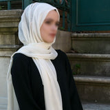 Hijab Sciarpa Ecru Argenteo | Hijab morbido stile turco | Muslimah Wear | Abbigliamento donna musulmana | Muslimah Hijab | Scialle islamico | Moda Hijab