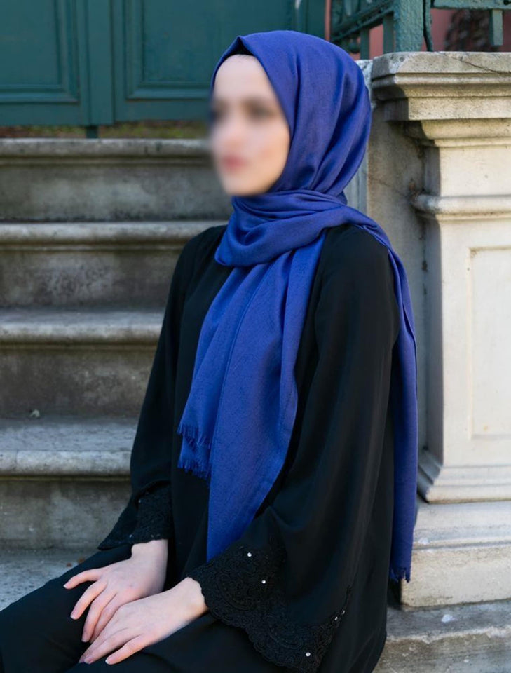 Hixhabi me shall pambuku blu | Hixhab i stilit të butë turk | Veshja Muslimah | Veshje për Gratë Myslimane | Muslimah Hixhab | Shami Islam | Moda e Hixhabit