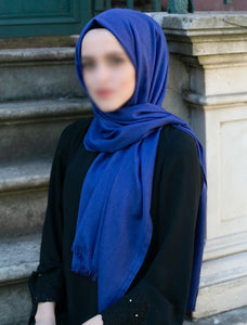 Hijab Bufanda De Algodón Azul | Hijab estilo turco suave | Muslimah Wear | Ropa de mujer musulmana | Muslimah Hijab | Mantón islámico | Moda Hijab