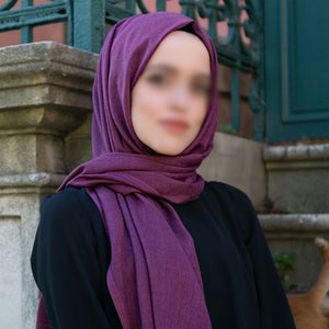 Jilbab Selendang Kapas Ungu | Hijab Gaya Turki Lembut | Pakaian Muslimah | Pakaian Wanita Muslim | Hijab Muslimah | Selendang Islam | Fesyen Hijab