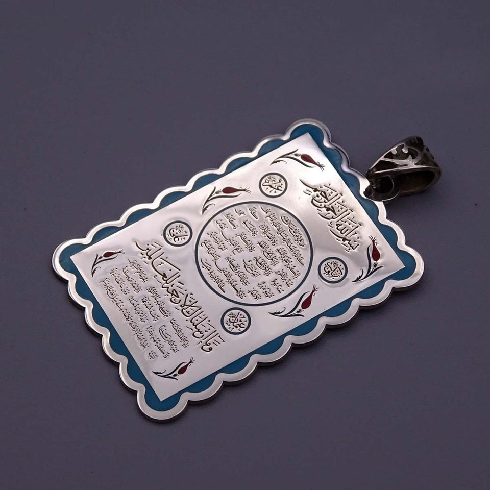 Tulip Micro Enamled Classic Handmade 925 Sterling Silver Medallion, Necklace, Silver Pendant , Embroidered Jewelry, Gift for Muslim