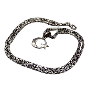 Custom Silver Necklaces, Pendant, Gift for Him, Jewelry, Personalized Necklace, Ideal Gift, Crescent Star, Silver Chain, Gift Jewelry,8