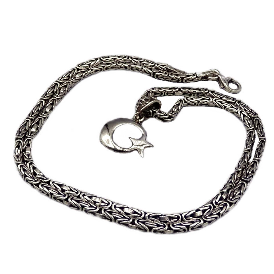 Custom Silver Necklaces, Pendant, Gift for Him, Jewelry, Personalized Necklace, Ideal Gift, Crescent Star, Silver Chain, Gift Jewelry,8