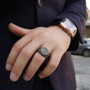 Personalizirani srebrni prsten s imenom, prsten s arapskim imenom, prilagođeni arapski prsten, prsten s arapskom kaligrafijom, islamska umjetnost, obećavajući prsten