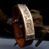 Personalized Sterling Silver Leather Bracelet, Islamic Art, Mens Bracelet, Ideal gift, Custom Bracelet, Gift For Him, Gifts for Her, Bangles