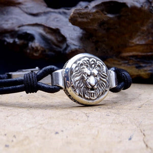 925 Sterling Silver Bracelet, Leather Bracelet, Lion Head Bracelet, Bracelet for Men, Groom, Ideal gift, Gift For Him, Gift for Her