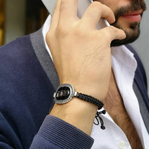 Personalized Sterling Silver Leather Bracelet, Calligraphy, Mens Bracelet, Ideal gift, Custom Bracelet, Gift For Him, Gifts for Her, Bangles