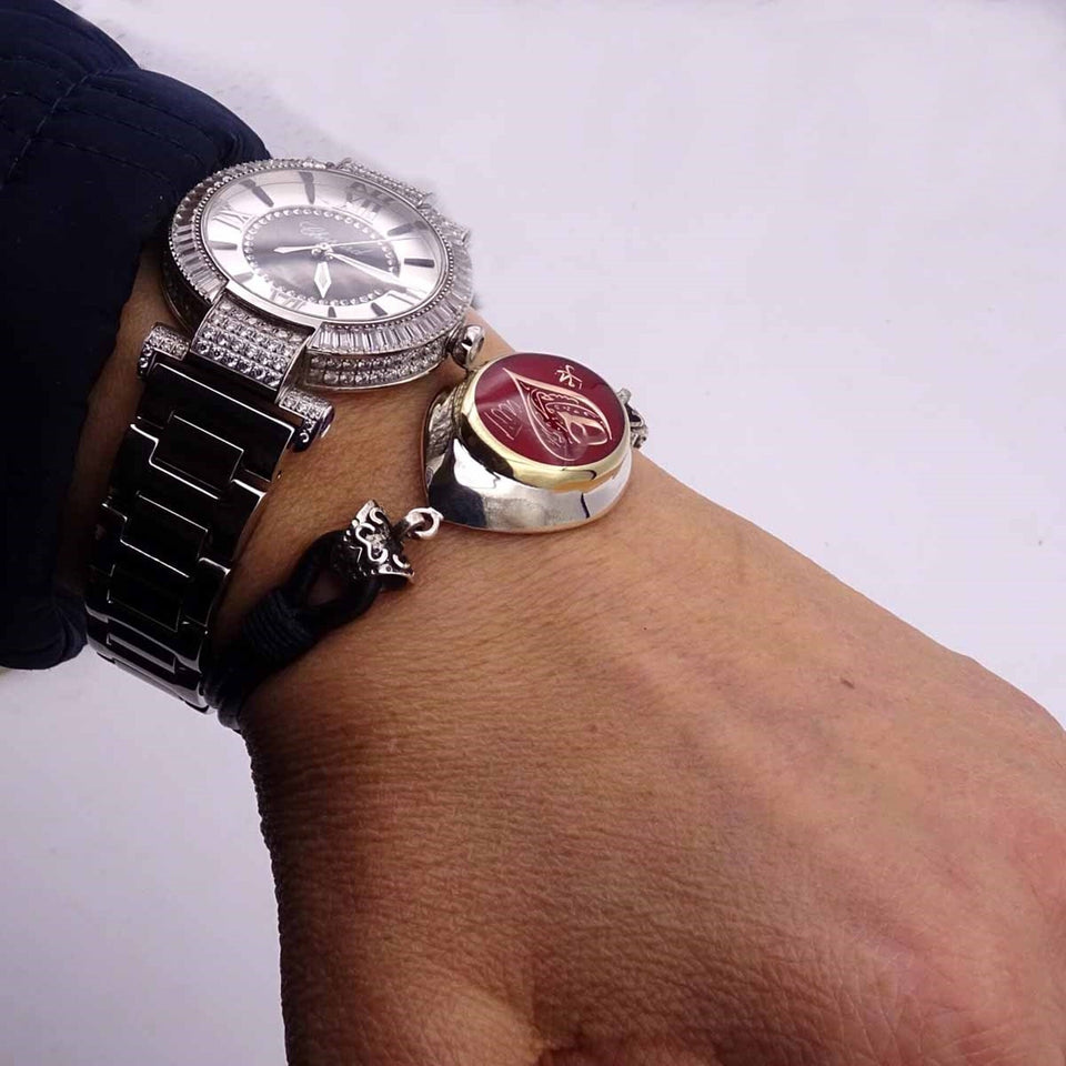 Personalized Sterling Silver Bracelet, Leather Bracelet, Islamic Gift, Bracelet for Men, Calligraphy, Ideal gift, Gift For Him, Gift for Her