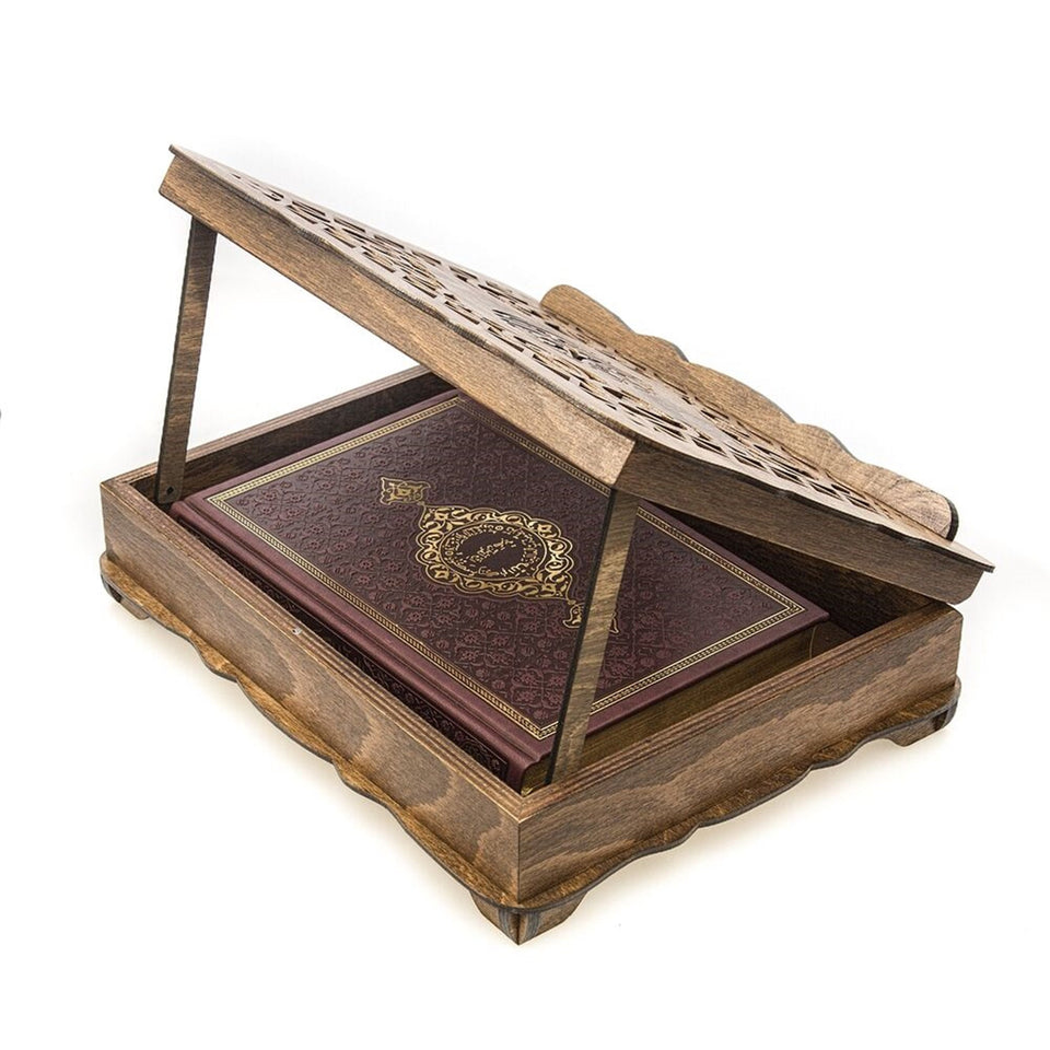 Light Brown Portable Wooden Holy Quran Reading Desk | Desktop Book Reading Stand | Bookstand | Wooden Tawla | Rihal | Wooden Quran Box