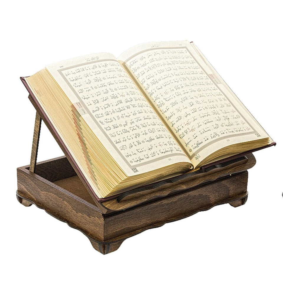 लाइट ब्राउन पोर्टेबल लकड़ी के पवित्र कुरान पढ़ना डेस्क | डेस्कटॉप बुक रीडिंग स्टैंड | पुस्तक का विषय | लकड़ी का तवा | रिहाल | लकड़ी के कुरान बॉक्स