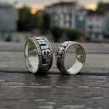 Prilagođeni srebrni burme, obični vjenčani prsten, burma, srebrni par u paru, nježni prstenovi, obećavajući prstenovi, kompleti vjenčanog prstena