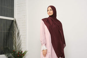 Mahagoni duhanski svileni šal hidžab | Mekani hidžab u turskom stilu | Muslimah Wear | Muslimanska ženska odjeća | Muslimah hidžab | šal | hidžab moda