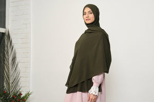 Kaki Dubai zijden sjaal hijab | Zachte Turkse stijl hijab | Muslimah Wear | Kleding voor moslimvrouwen | Muslimah Hijab | Sjaal | Hijab Fashion