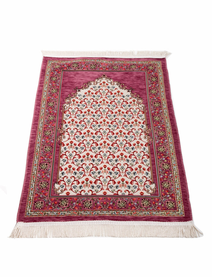 Pink Andalus Flowers Prayer Mat, Prayer Mat with Tasbeeh, Prayer Rug, Muslim Janamaz, Sajjada, Turkish Rug, Islamic Gift YSLM76