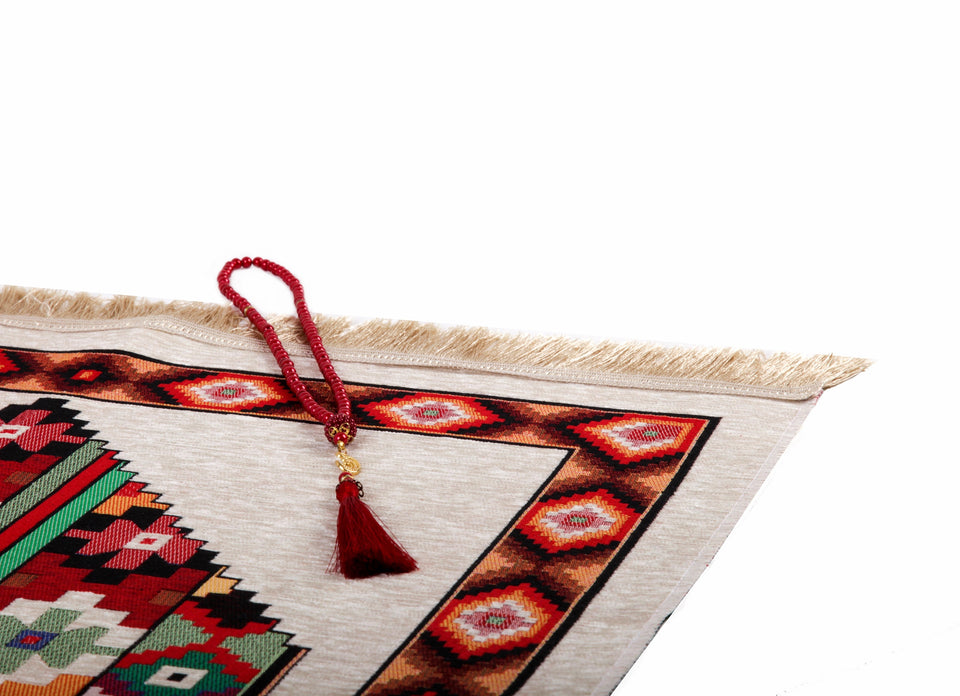 Colorful Mosaic Carpet Sejadah - Lux Prayer Mat - Prayer Rug - Janamaz - Elegant, High Quality, Luxury - A Unique Islamic Gift YSLM42