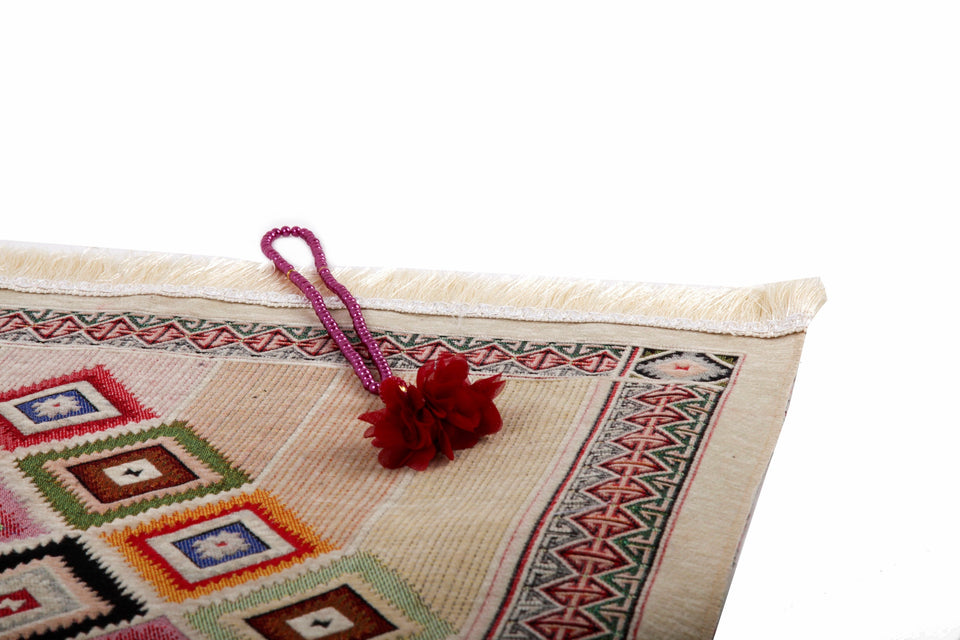 Colorful Square Carpet Sejadah - Lux Prayer Mat - Prayer Rug - Janamaz - Elegant, High Quality, Luxury - A Unique Islamic Gift YSLM39