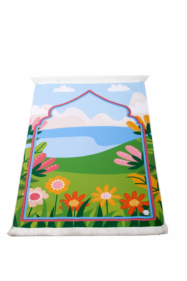 Personalized Prayer Mat for Kids, Good Day Islamic Praying Rug for Children Educational Prayer Mat, Janamaz Muslim Child My First Prayer Mat