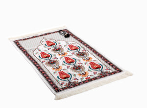 Tapis de prière tulipes ottomanes, tapis de prière avec Tasbeeh, tapis de prière, Janamaz musulman, tapis bohème, tapis turc, cadeau islamique YSLM22