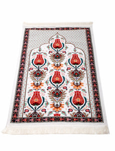 Tapis de prière tulipes ottomanes, tapis de prière avec Tasbeeh, tapis de prière, Janamaz musulman, tapis bohème, tapis turc, cadeau islamique YSLM22