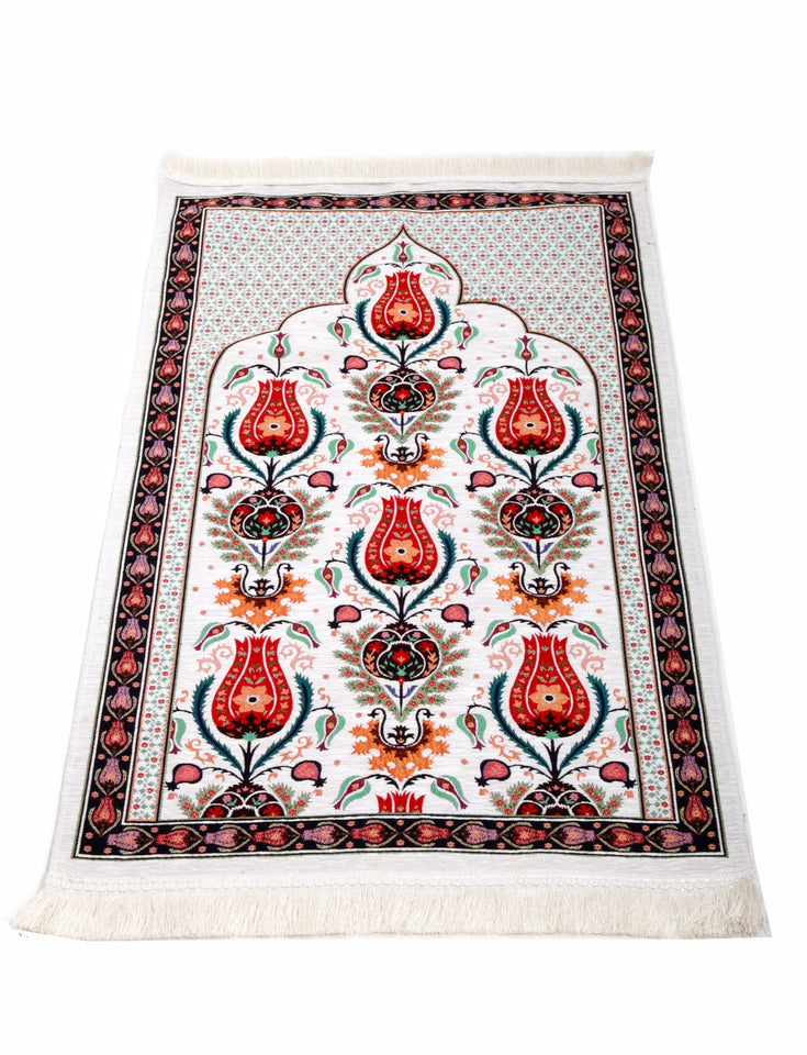 Ottoman Tulips Prayer Mat, Prayer Mat with Tasbeeh, Prayer Rug, Muslim Janamaz, Bohemian Rug, Turkish Rug, Islamic Gift YSLM22